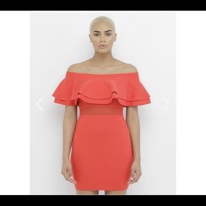 Waves Ruffled Strapless Dress
